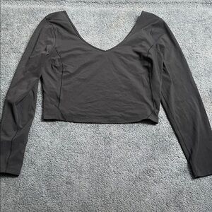lululemon athletica Charcoal Long Sleeve Crop Top